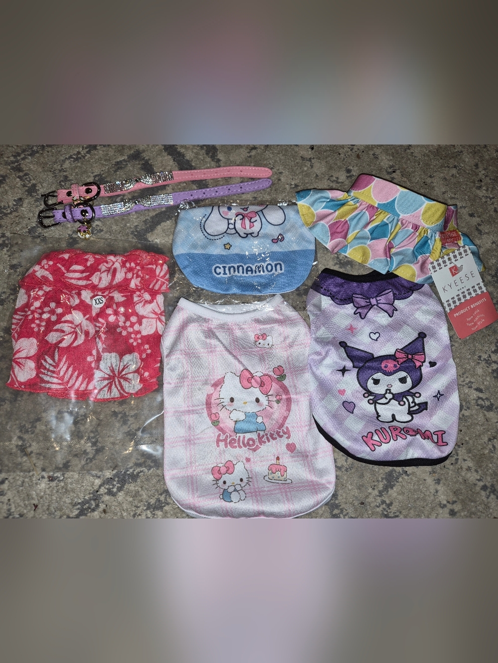 Sanrio Hello Kitty & Kuromi, Cinnamonroll - Pastel Pet Apparel Set, New Size XS
